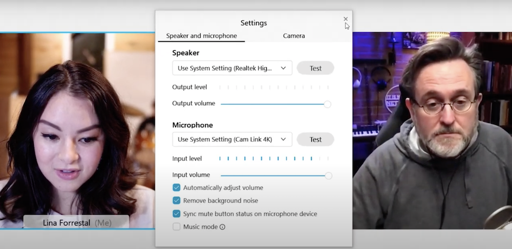 Szum tła Webex