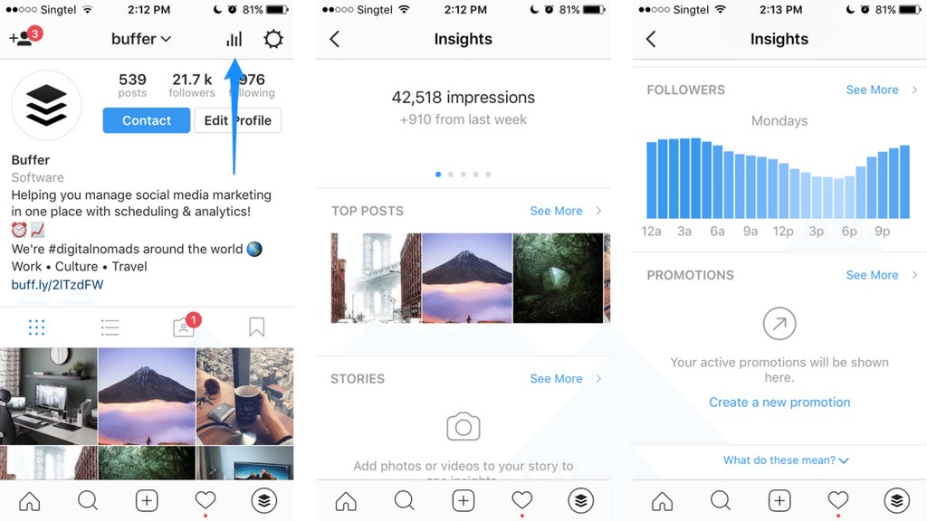 第三種方法使用 Instagram 商業帳戶了解誰查看了您的 Instagram 個人資料