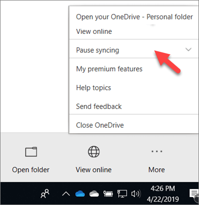 停止 OneDrive 同步