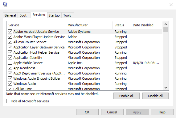 隱藏所有 Microsoft 服務