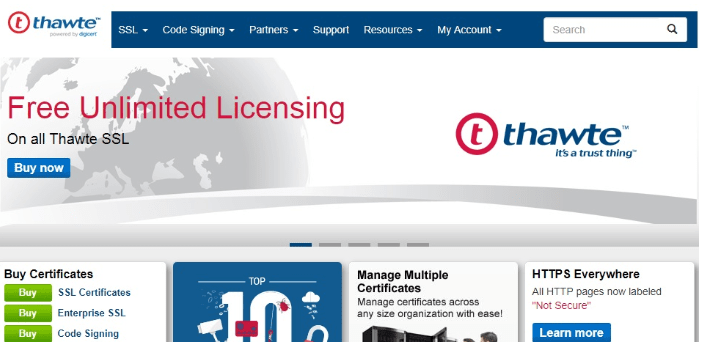 Thawte - SSL 證書 WordPress