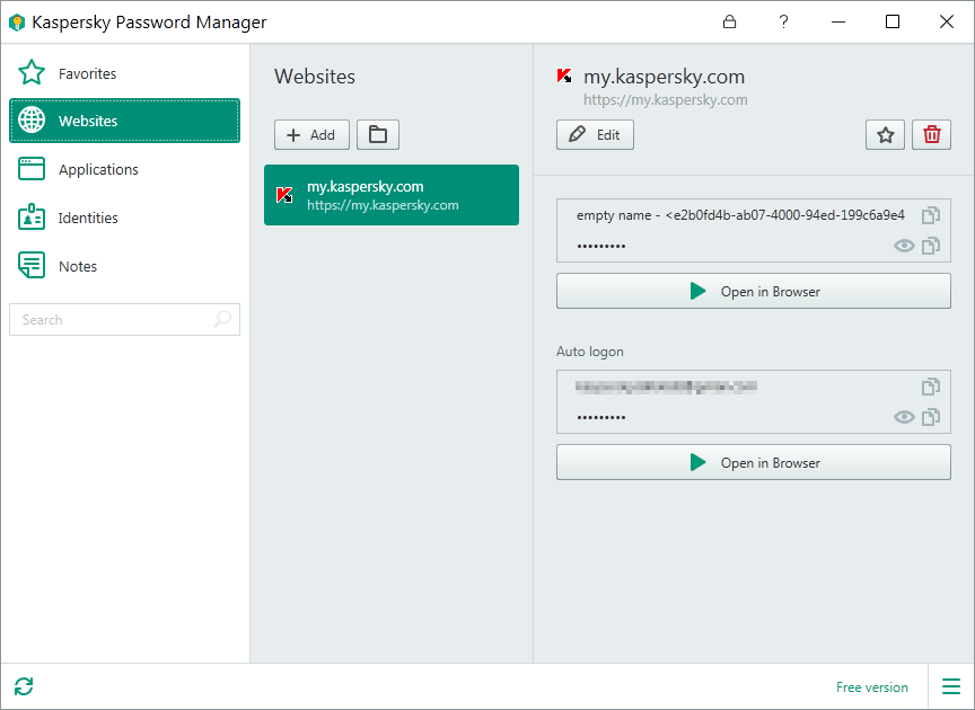 最高のパスワードマネージャーソフトウェア-KasperskyPassword Manager