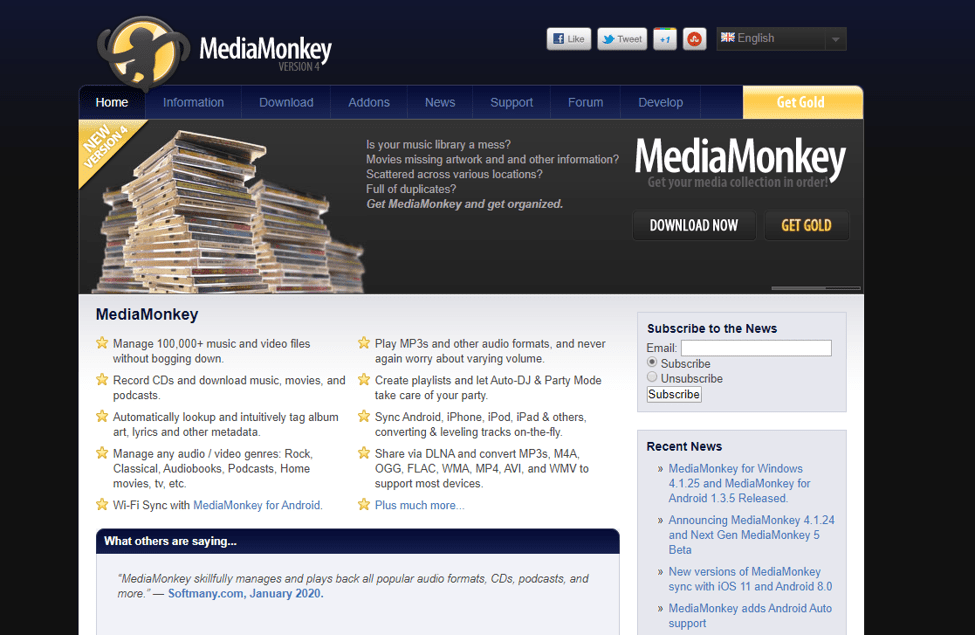 適用於 Windows 的最佳免費媒體播放器 - Media Monkey