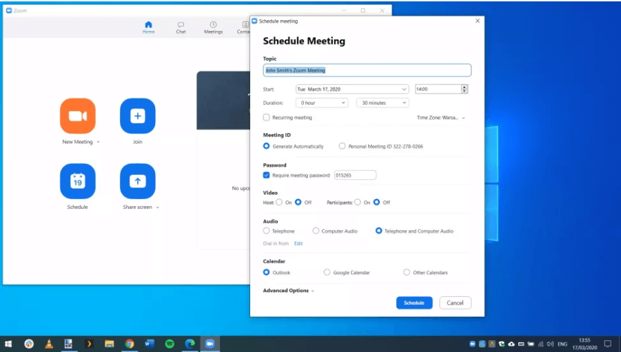 Organizza una riunione per la videoconferenza Zoom
