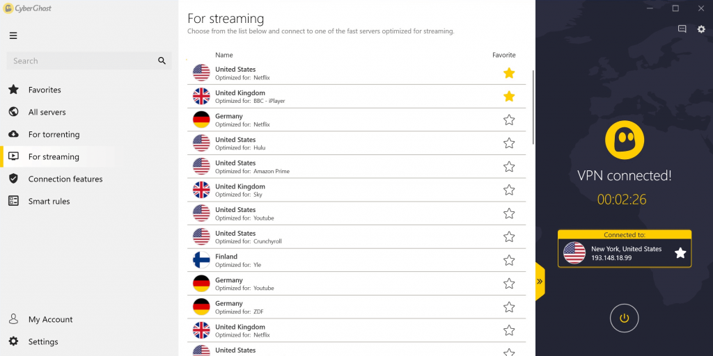 CyberGhost - Netflix 的最佳 VPN 應用程序