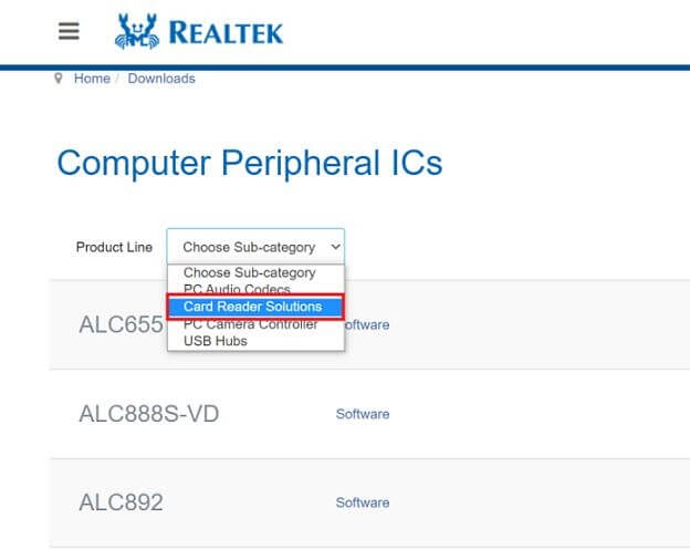 Choose Card Reader Solutions From Displayed Drop-Down List