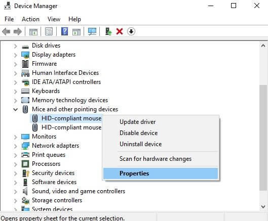 Right-Click On Touchpad Device That You Access and Choose Properties
