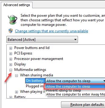 Extend Mult-Media Setting Option and After Locate The When Sharing Media Option and Expand It