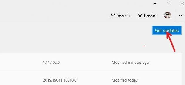 Click On Get Updates Option