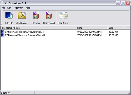PC Shredder - ซอฟต์แวร์ทำลายไฟล์ที่ใช้งานง่าย