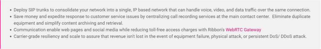 Ribbon Communications GetVoIP 뉴스 연락 센터 혜택