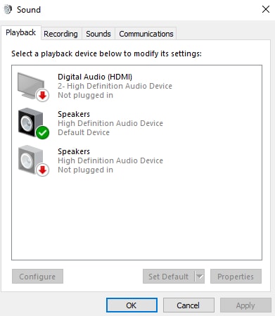 Select the Headphones Speakers tab
