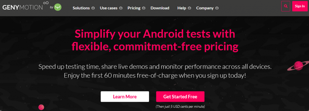 Genymotion - Image de l'émulateur Android rapide et facile