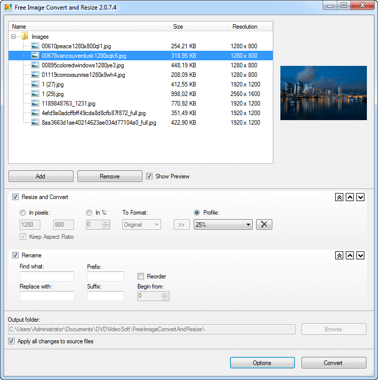 DVDVideoSoft's Free Image Convert and Resize