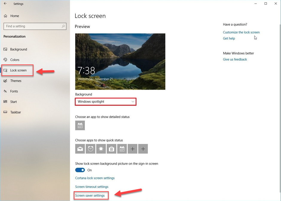 Pilih Pengaturan Penghemat Layar Select Screen Saver Settings