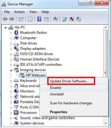 Install HP Webcam Driver Using Device Driver