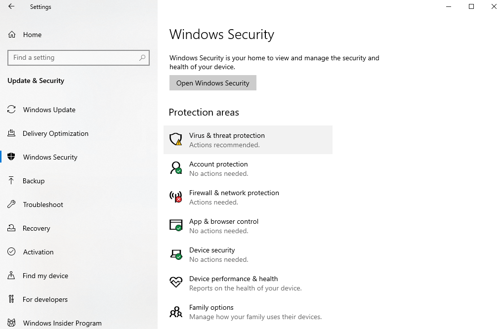 Locate Virus & Threat Protection
