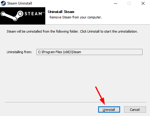 Click On Uninstall