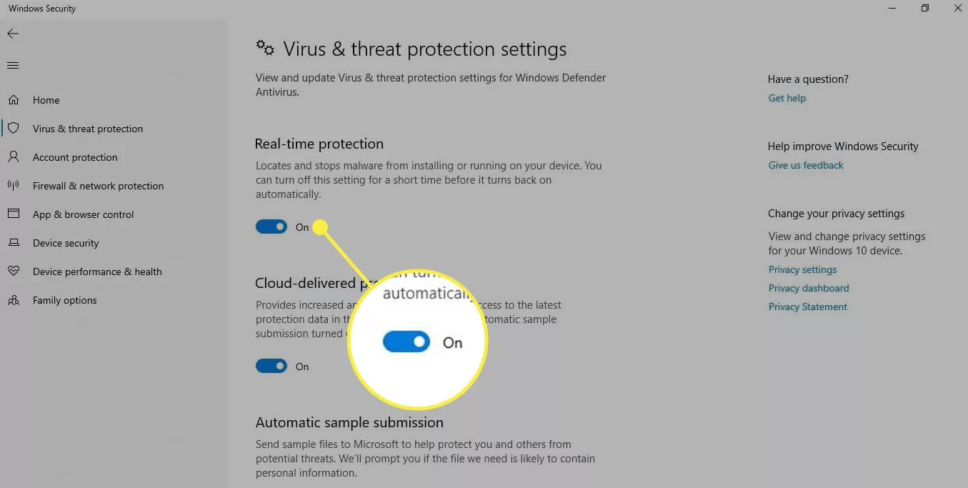 Choose Real-Time Protection Toggle To Switch It Off