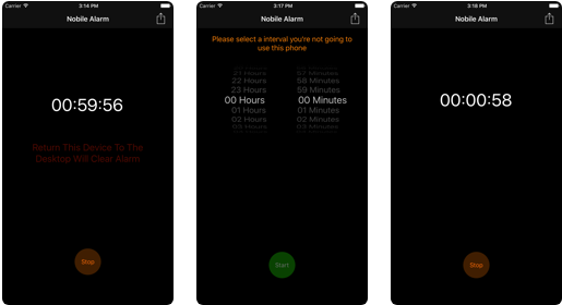 Alarme Nobile - Aplicativo rastreador de atividade do telefone iOS