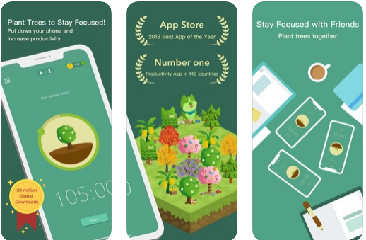 Aplicativo de rastreador de uso de telefone da floresta para iOS