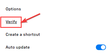 choose Verify from the list of options