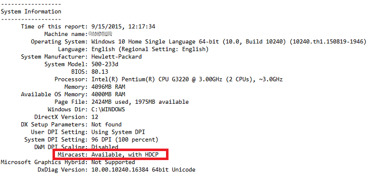 Check Miracast Information