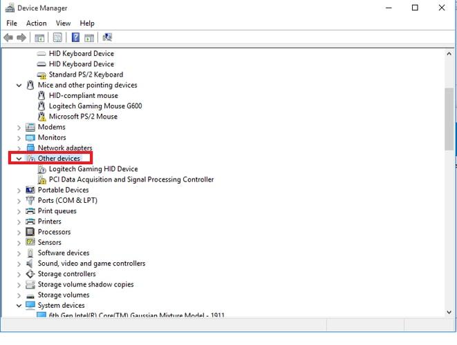 Right-click on PCI Data Acquisition and Signal Processing Controller and select Update Driver