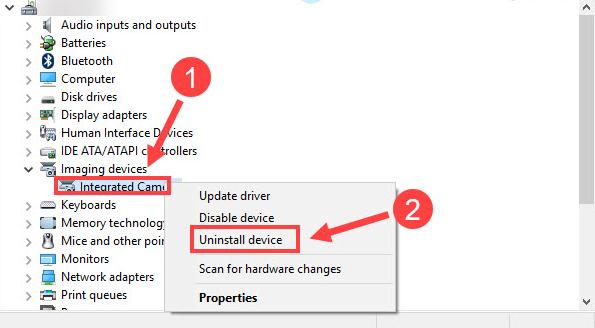choose Uninstall device