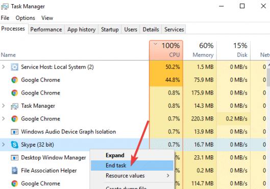 Choose End Task Option