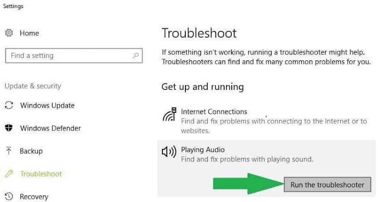 click on the Run the Troubleshooter