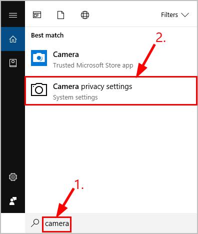choose the Camera privacy settings