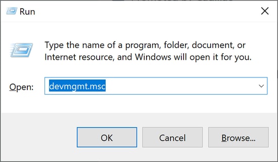 Write devmgmt.msc And Click on The Ok Button