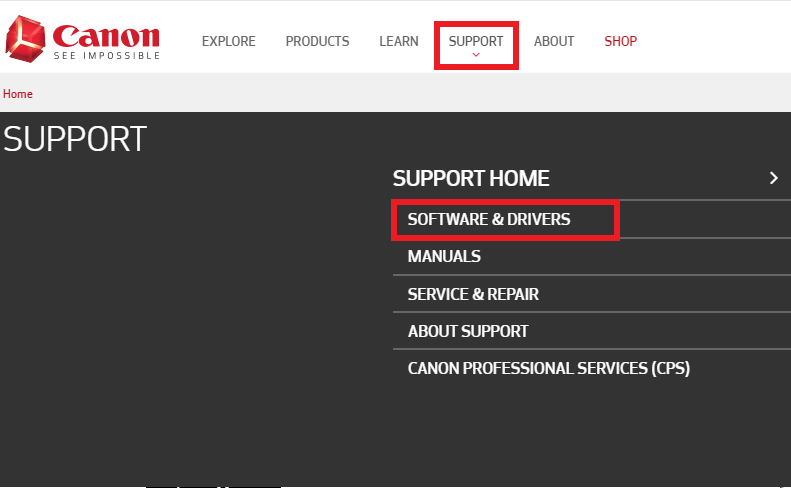 Choose The Software and Drivers Option