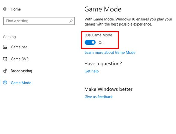 Game Mode Off