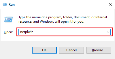 Type Netplwiz in Run Utility