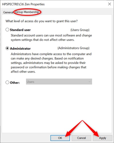 Select Administrator from Group Membership 