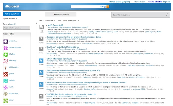 Ask from Microsoft Community