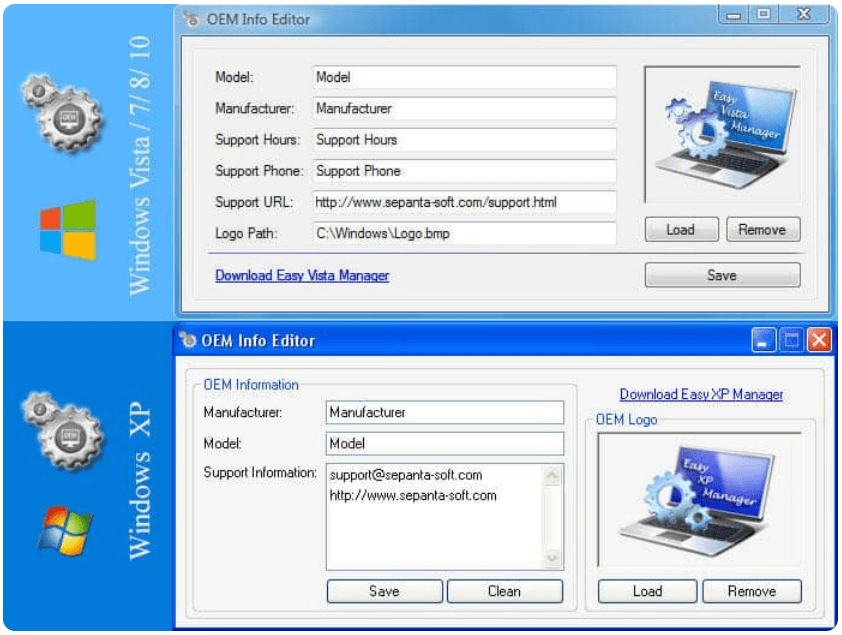 ตัวแก้ไขข้อมูล Windows OEM Windows OEM Info Editor