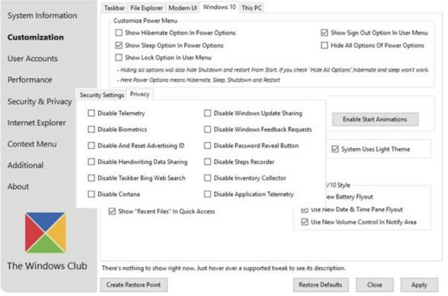 สุดยอด Windows Tweaker Ultimate Windows Tweaker