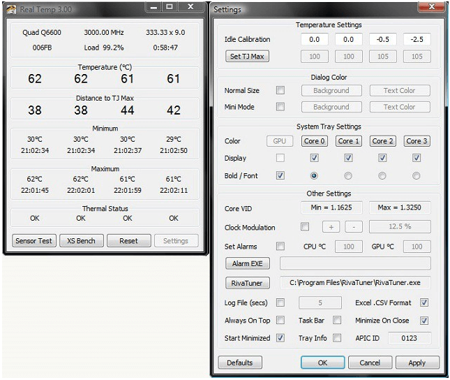 Real Temp - PC 温度监控工具