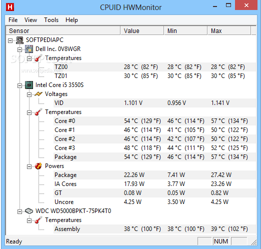 HWMonitor - Windows CPU 温度监控工具
