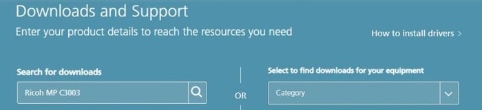 Search MP C3003 for Printer Driver