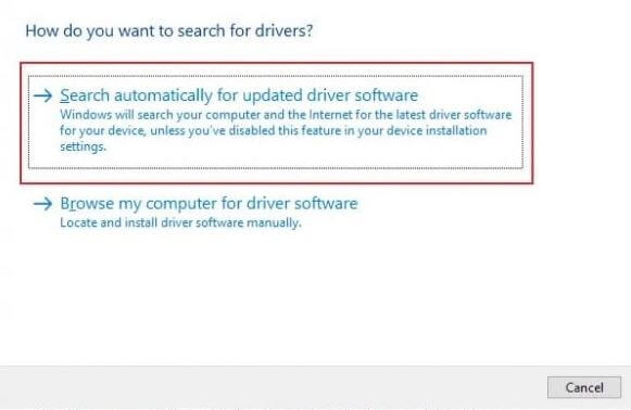 Search Automatically for Updated Driver Software