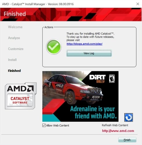 Finish AMD Install Manager