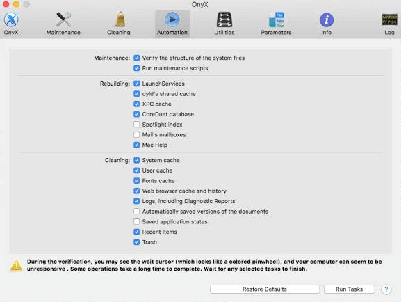 Onyx - أفضل برنامج بديل CleanMyMac