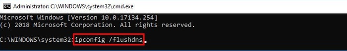 Type ipconfig /flushdns in Command Prompt