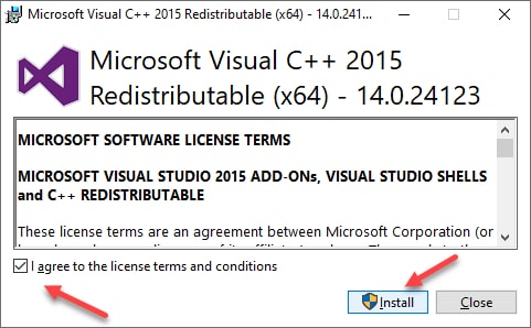 Install Visual C++ Redistributable