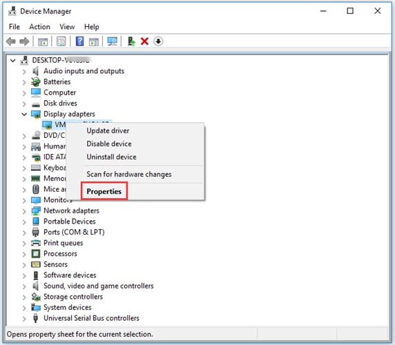 Display Adapters Properties