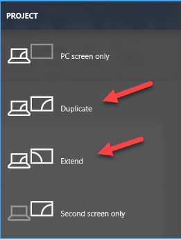 Select the Extend and Duplicate Option in Project